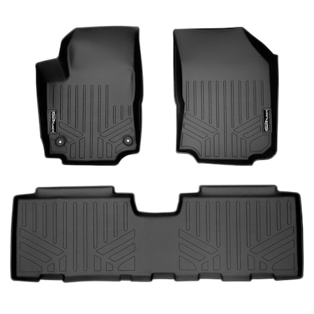 Smartliner SA0310-B0310 Custom Fit 2 Row Floor Mats Liner Set for 2018-2022 Chevrolet Equinox, Black SA0310/B0310